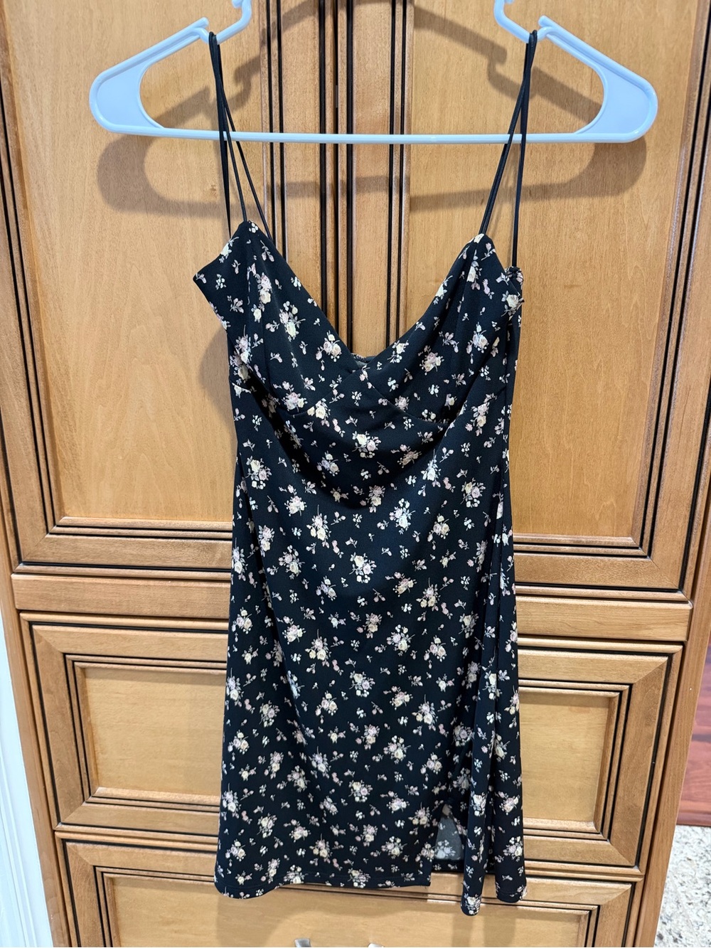 Windsor Black Floral Cowl Neck Mini Dress